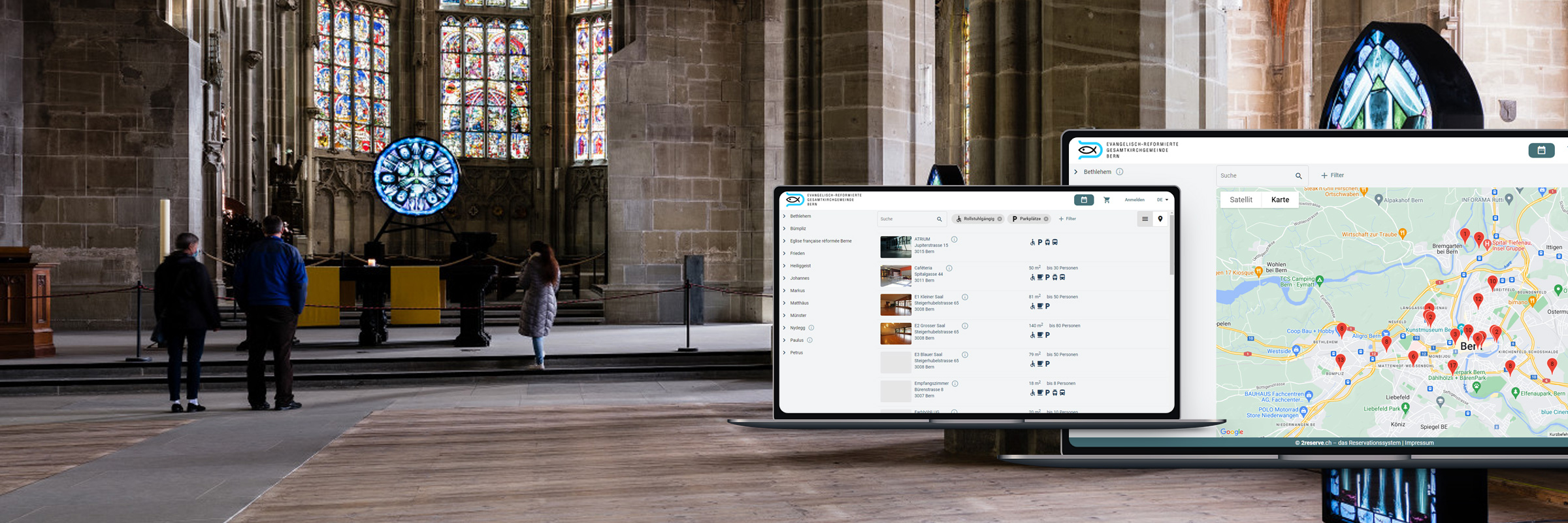 Erfolgreiche Einführung von 2reserve mit Raumreservation und Infoscreen bei der evangelisch-refomierten Kirchgemeinde Bern