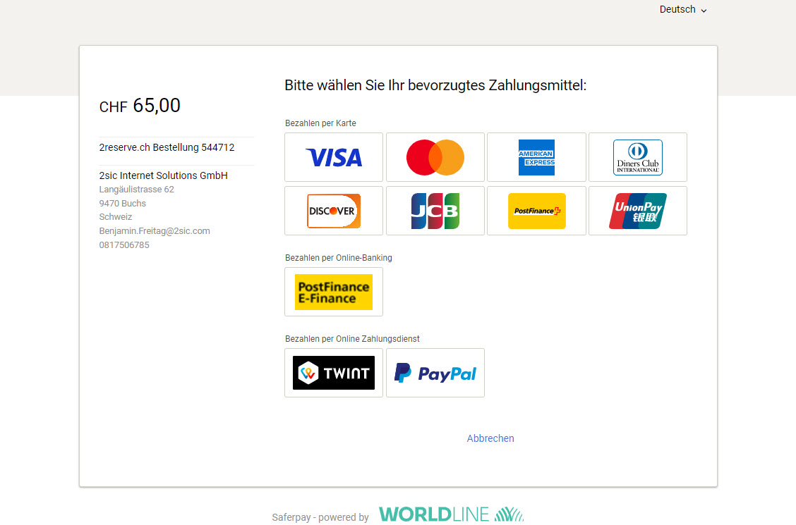 Onlinezahlung