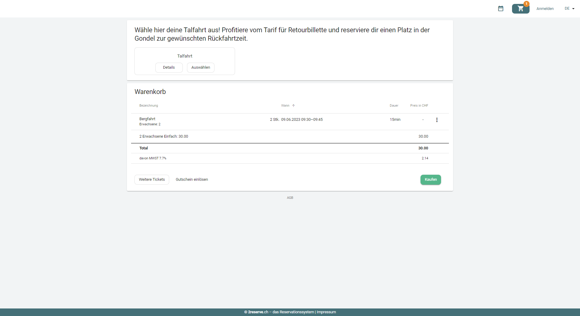 Online Reservation von Sitzplätzen 