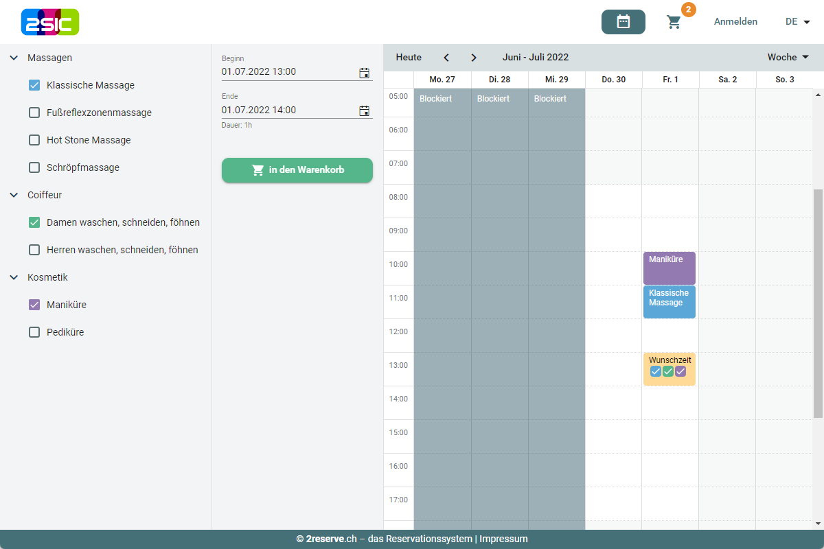 Massage- und Kosmetik-Termine online verwalten