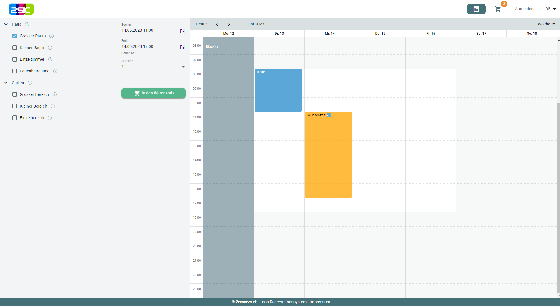 Auslastung der Ferien- oder Wochentagesplätze sofort ersichtlich